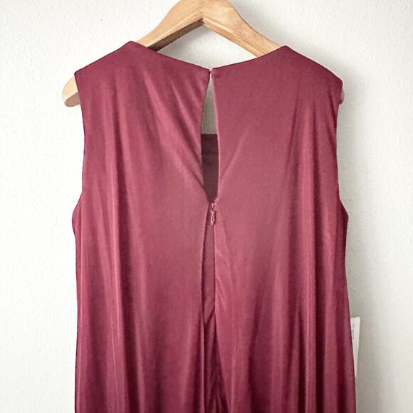 Azazie Viviana Cabernet A-line Fly Away Jewel Neck Dress Women's Plus Size 24 - Picture 12 of 14